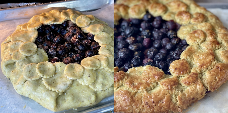 Image of When the oven is ready, bake the galette for 20-30 minutes, turning halfway, or until the dough is cooked and golden brown.