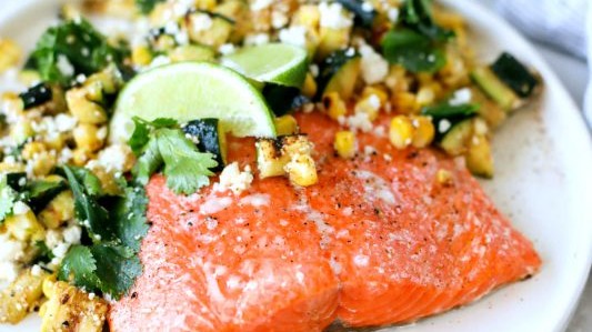 Image of Grilled Salmon with Elote Style Veggies
