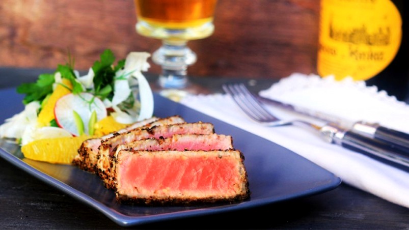 Image of BBQ Pepper-Crusted Tuna with Fennel & Orange Salad