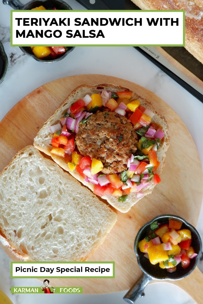 Image of Teriyaki Burger Sandwich with Mango Salsa