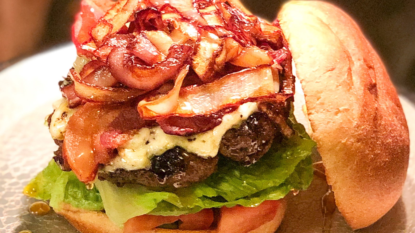 Image of Blue Cheese, Bacon and Spicy Honey Bison Burger