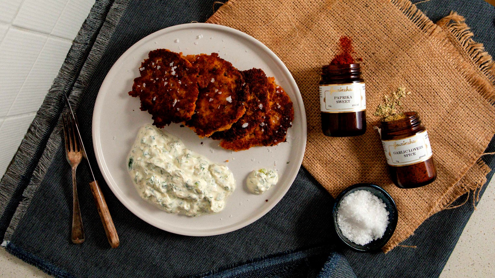 Image of Chickpea Fritters with Garlic Lovers' Tzatziki