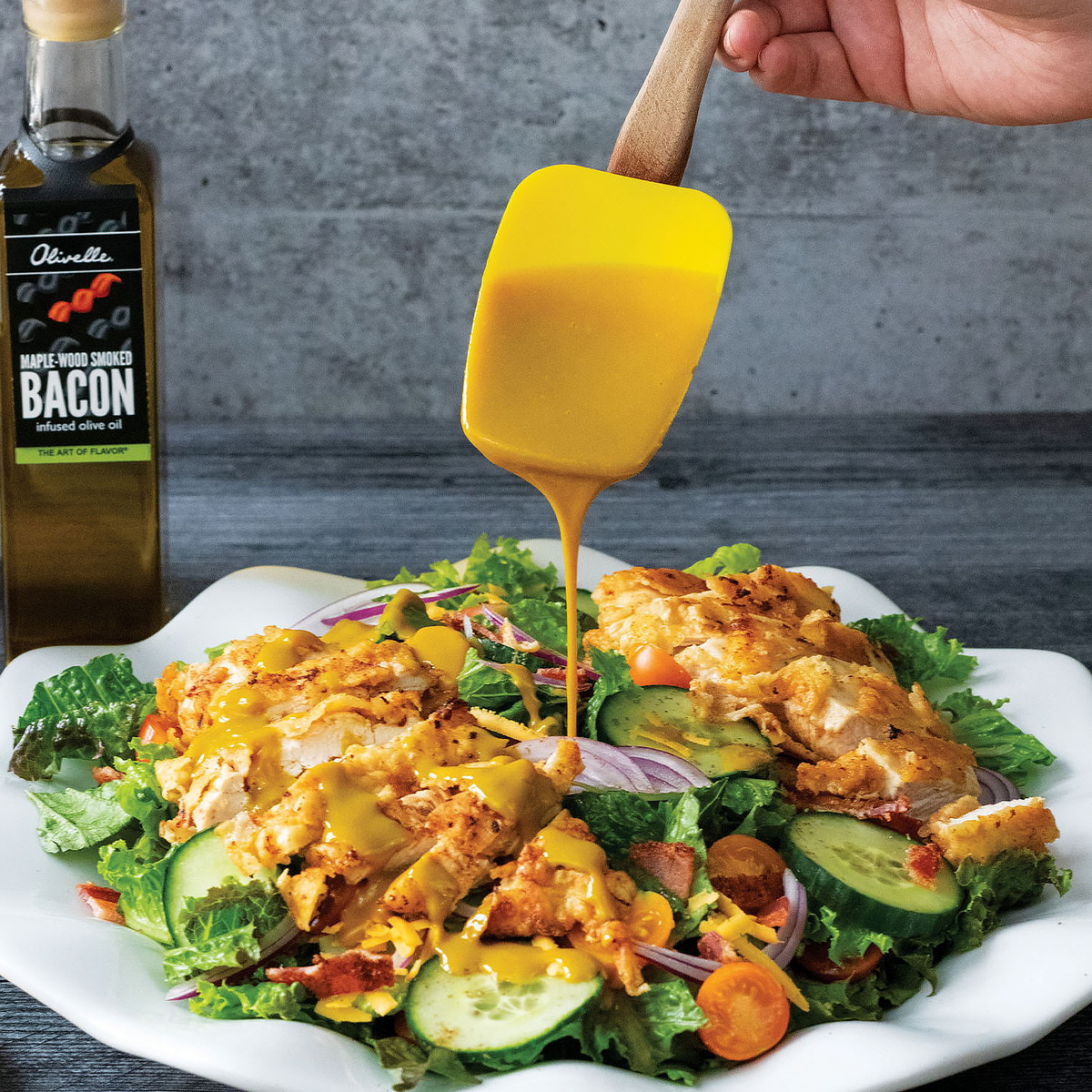 Pan Fried Chicken Salad with A Bourbon Honey Mustard Dressing