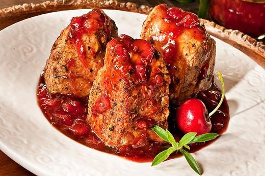 Image of Pork Medallions with Cherry Pomegranate Pan Sauce