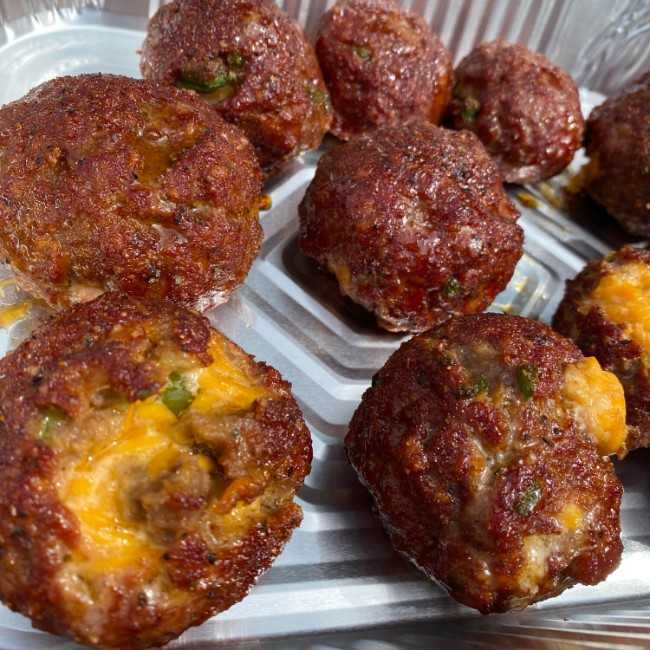 Image of Pimento Cheese Stuffed Sweet Smoked Meatballs