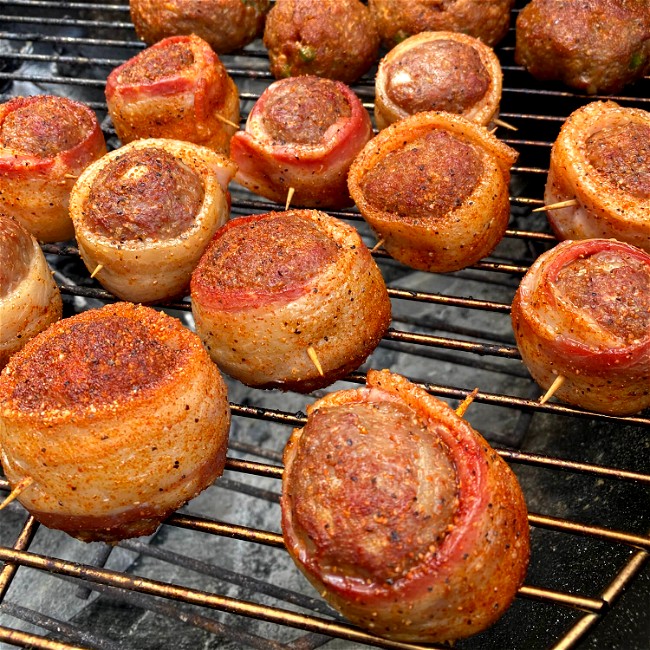 Image of Bacon Wrapped Strawlapeno BBQ Meatballs