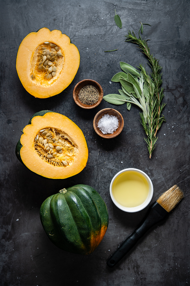 Image of Grilled Acorn Squash with Rosemary & Sage