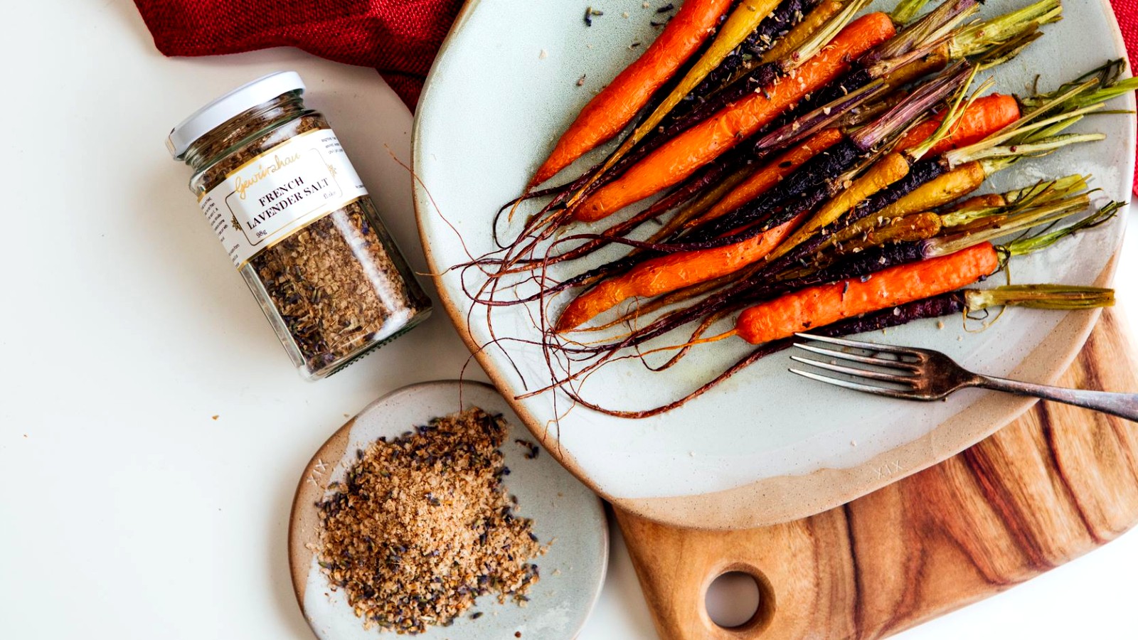 Image of Honey Roasted Rainbow Carrots with French Lavender Salt