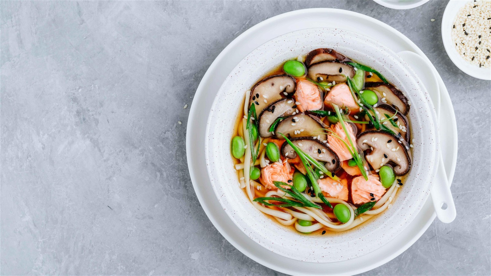 Image of SALMON & SHIITAKE NOODLE BOWL