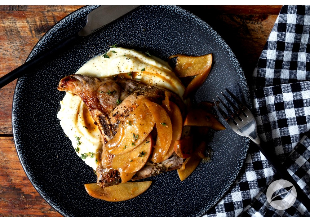 Image of Pan Seared Pork Chops with Apples & Parsnip Puree
