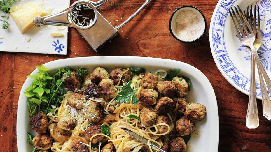 Image of Spaghetti with Herbed Ricotta Meatballs
