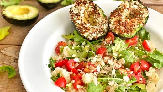Image of Couscous Salad with Avocado Almond Crust
