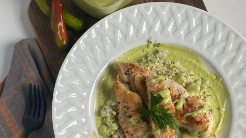 Image of Grilled Chicken with Poblano Pepper Cream Sauce