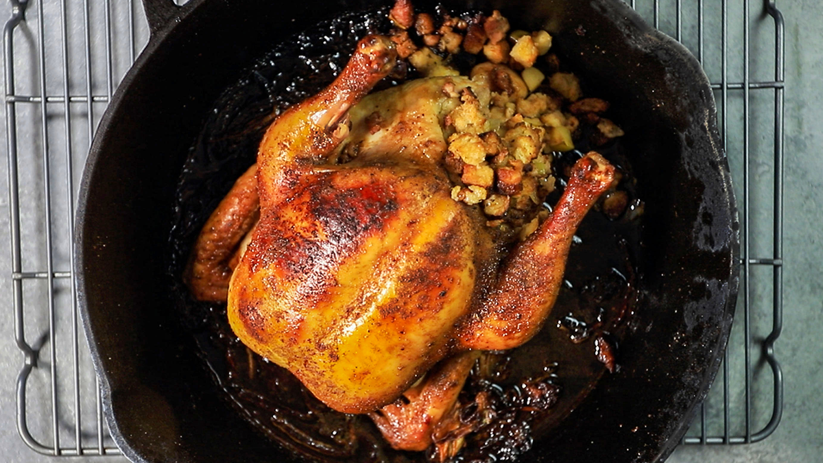 Image of Grilled Whole Chicken with Sausage & Apple Stuffing