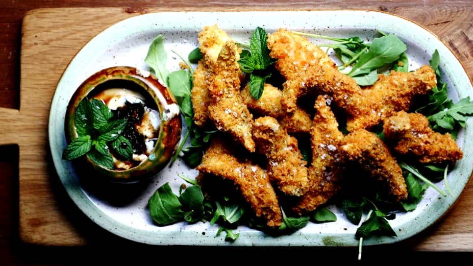 Image of Spiced Fish Bites with Mint Yoghurt Dipping Sauce