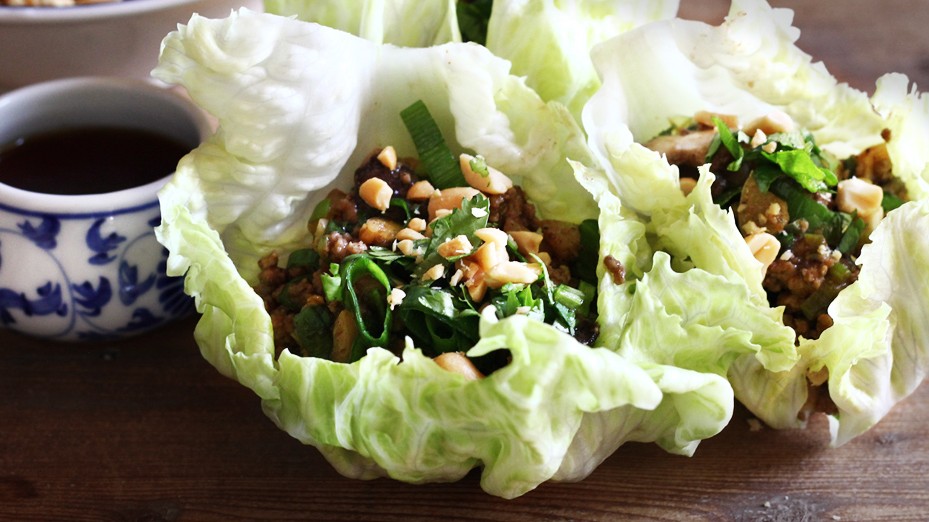 Image of Stir-Fried Pork and Mushroom Lettuce Wraps