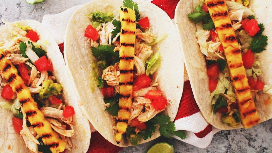 Image of Tex Mex Chicken Tacos with Guacamole & Grilled Pineapple