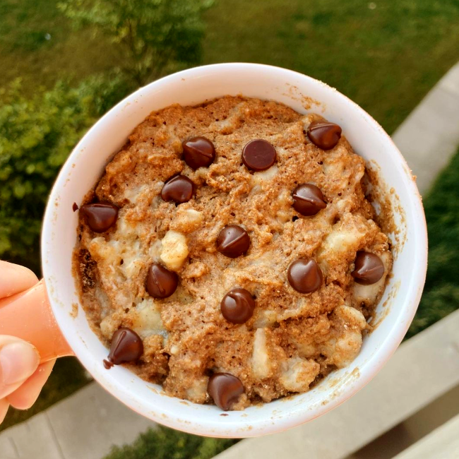 Image of 2 MINUTE Instant Chocolate Chip Pumpkin Spice Banana Bread (vegan, gf, and nut free)