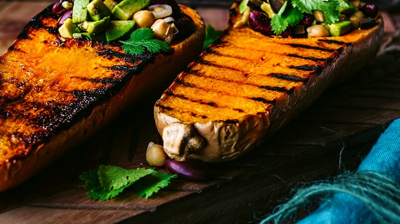 Image of Roasted Butternut Squash with Avocado & Bean Filling