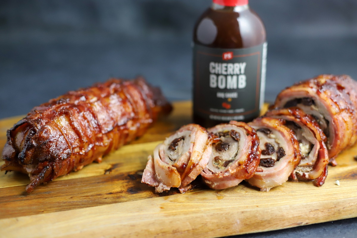 Bacon Wrapped Stuffed Pork Tenderloin