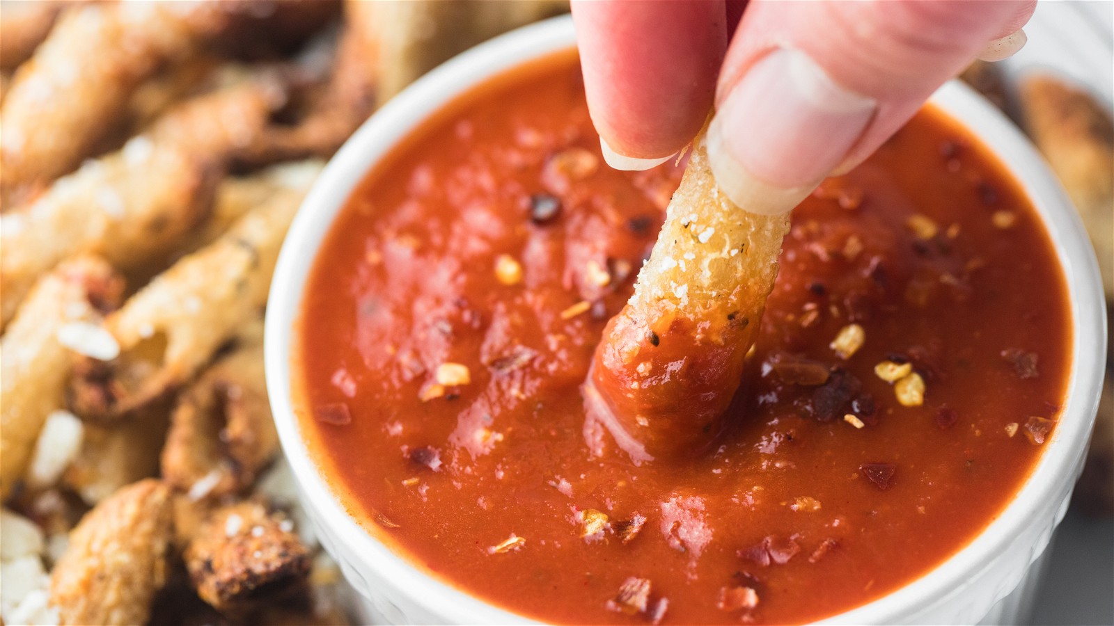 Image of Air Fryer Pasta Chips with Arrabbiata Sauce