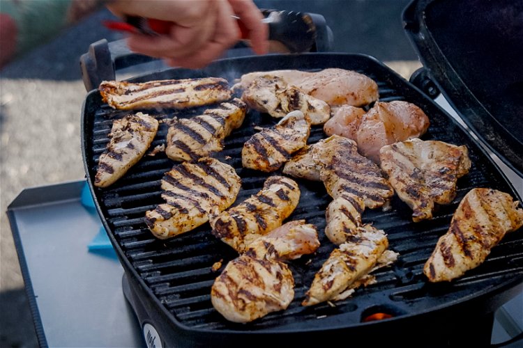 Image of On a hot grill, place chicken strips and cook each...