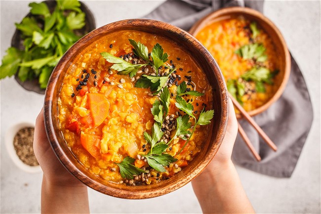 Image of Moroccan Spiced Lentil and Carrot Soup