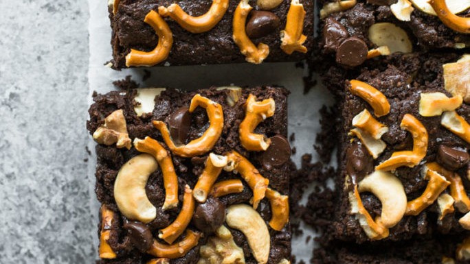Image of Brownies with Pretzels and Nuts