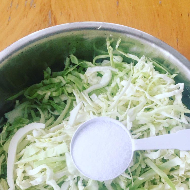 Image of In a large mixing bowl, combine your shredded cabbage and...