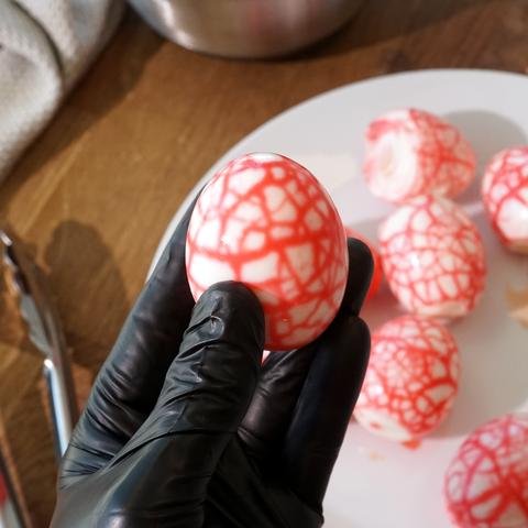 Image of Peel the eggs, cut in half lengthways and remove yolks