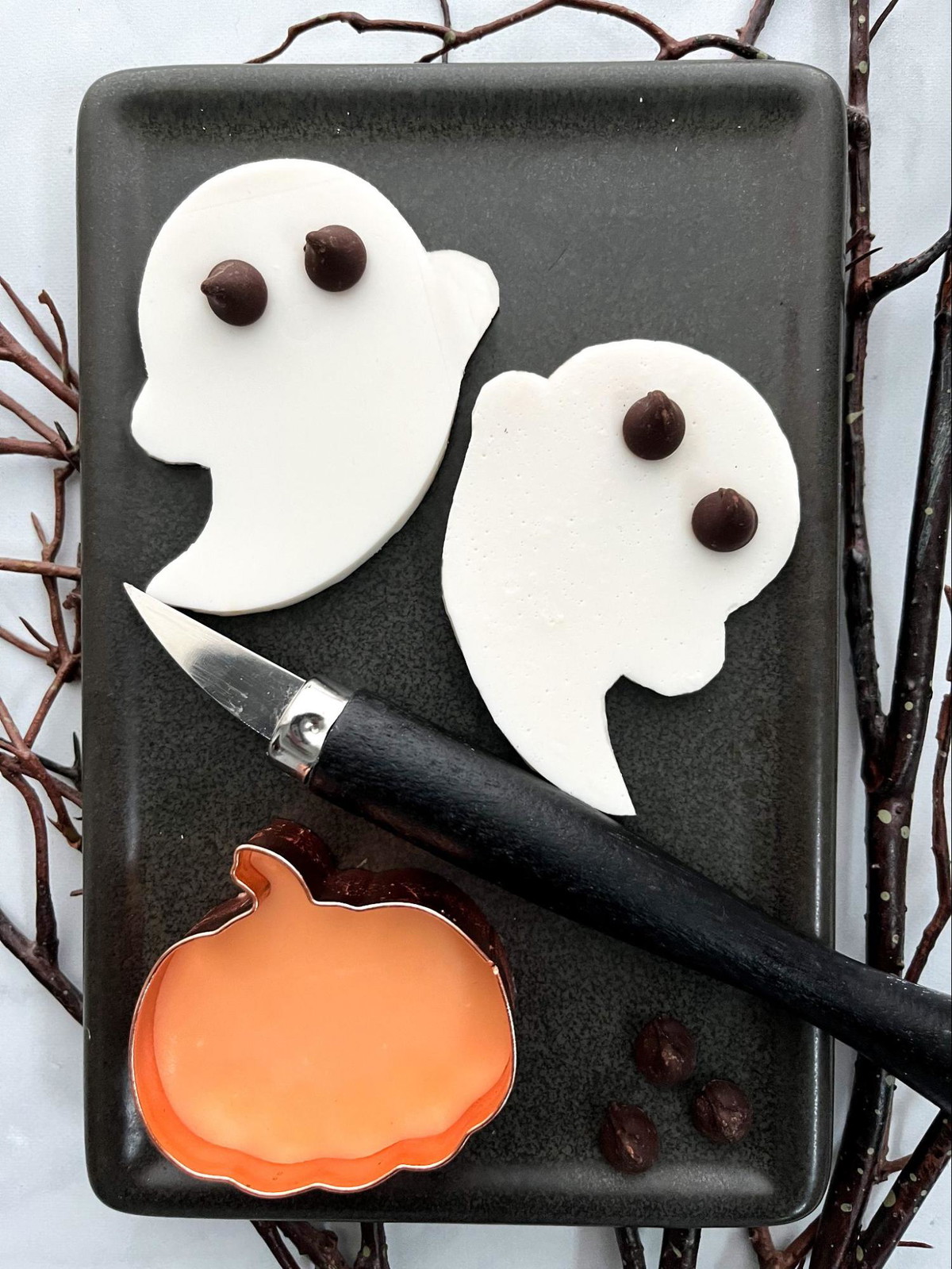 Halloween Agar Mango Ghost and Pumpkin Jelly (Keto Friendly)