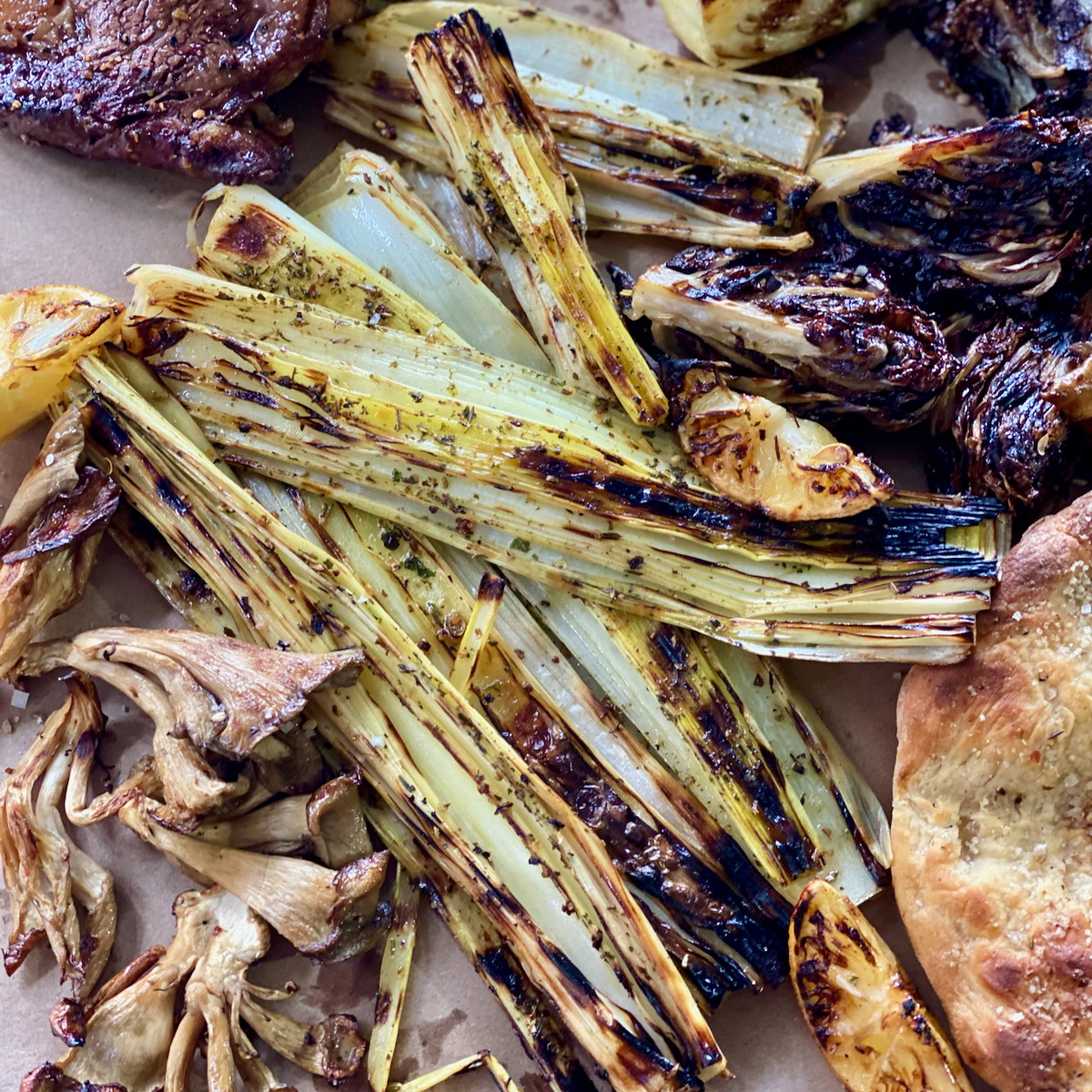Coriander Caraway Grilled Leeks