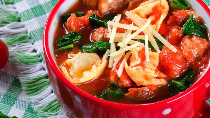 Image of Tortellini Soup with Sausage & Spinach