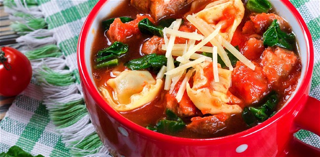 Image of Tortellini Soup with Sausage & Spinach