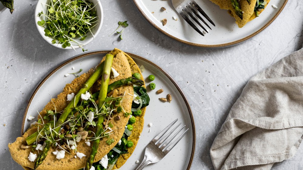 Image of Spinach OatWell™ Crepe with Asparagus