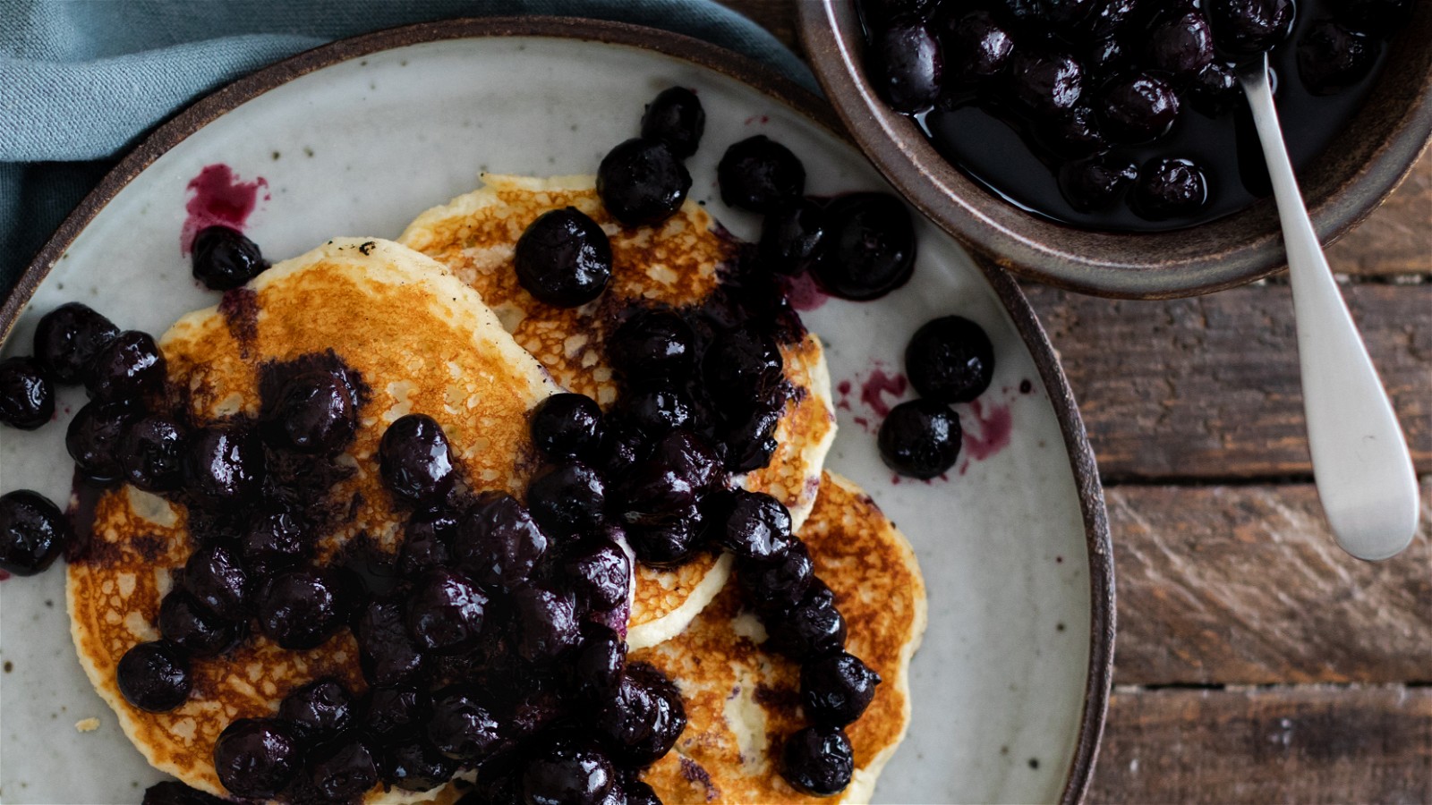 Image of Coconut Pancakes With Blueberry Sauce
