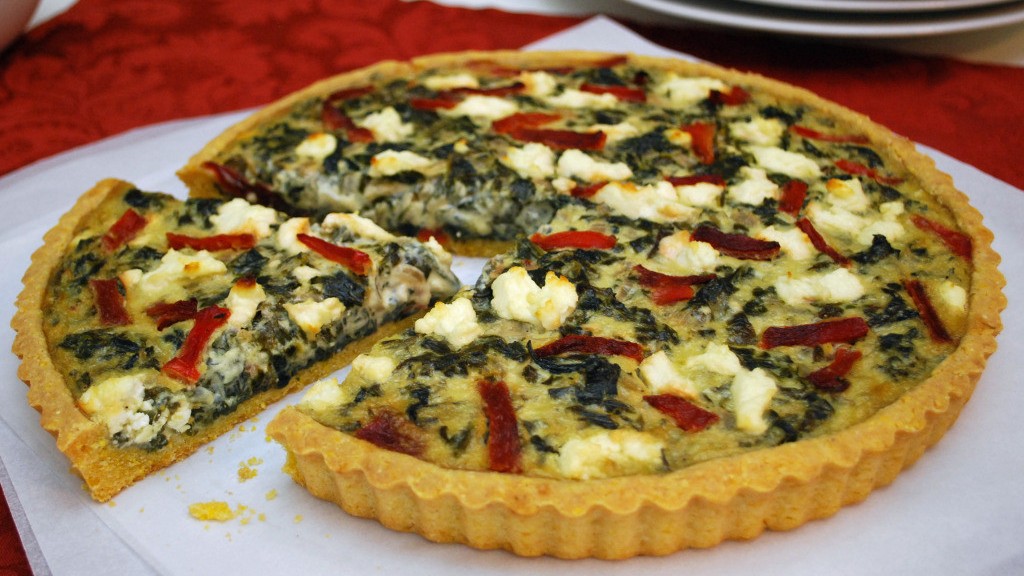 Image of Cornbread Tart with Spinach, Red Pepper and Goat Cheese