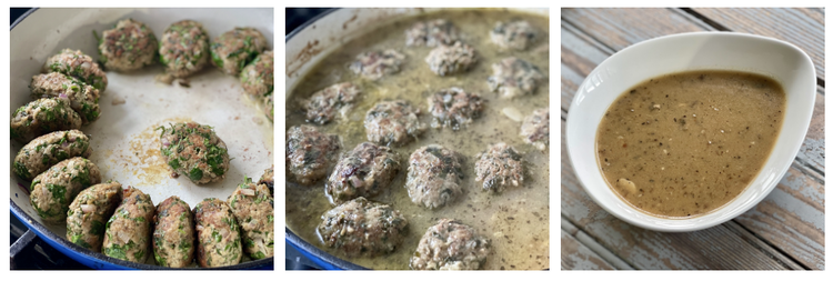 Image of When ready, remove the kefte and transfer the cooking liquid to a saucepot.