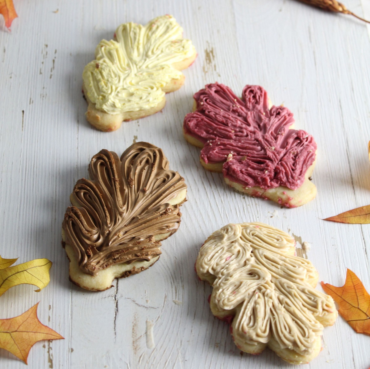 Fall Leaf Sugar Cookies with Flavored Buttercream