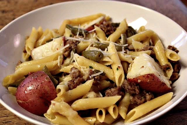 Image of Penne with Sausage, Red Potatoes, and Green Beans