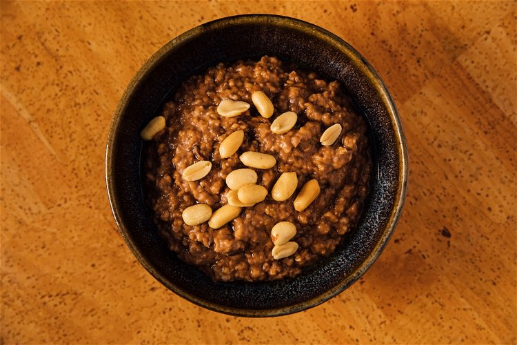 Image of Served with the chopped banana and walnuts