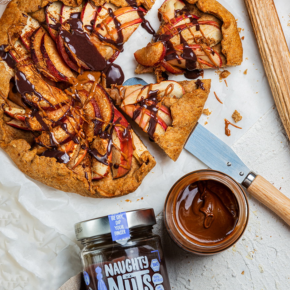 Apfel-Pflaumen Galette mit Zimtmus und Blueberry Bash