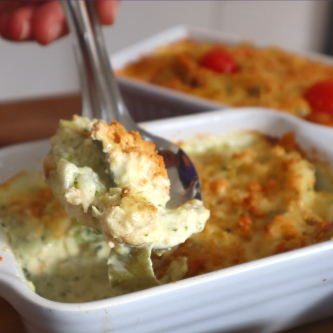 Image of Broccoli & Cauliflower Cheesy Bake 4 ways - Salmon