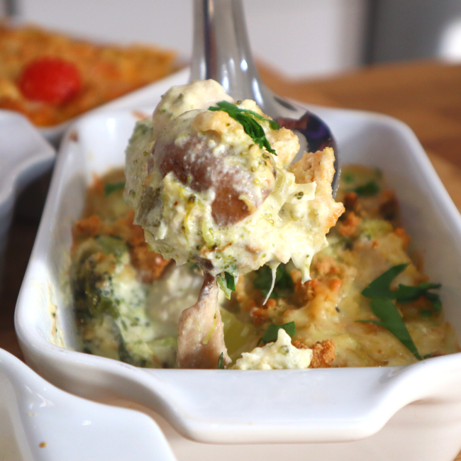 Image of Broccoli & Cauliflower Cheesy Bake 4 ways - Chicken & Mushroom 
