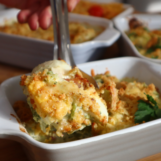 Image of Broccoli & Cauliflower Cheesy Bake 4 way - Bacon & Egg