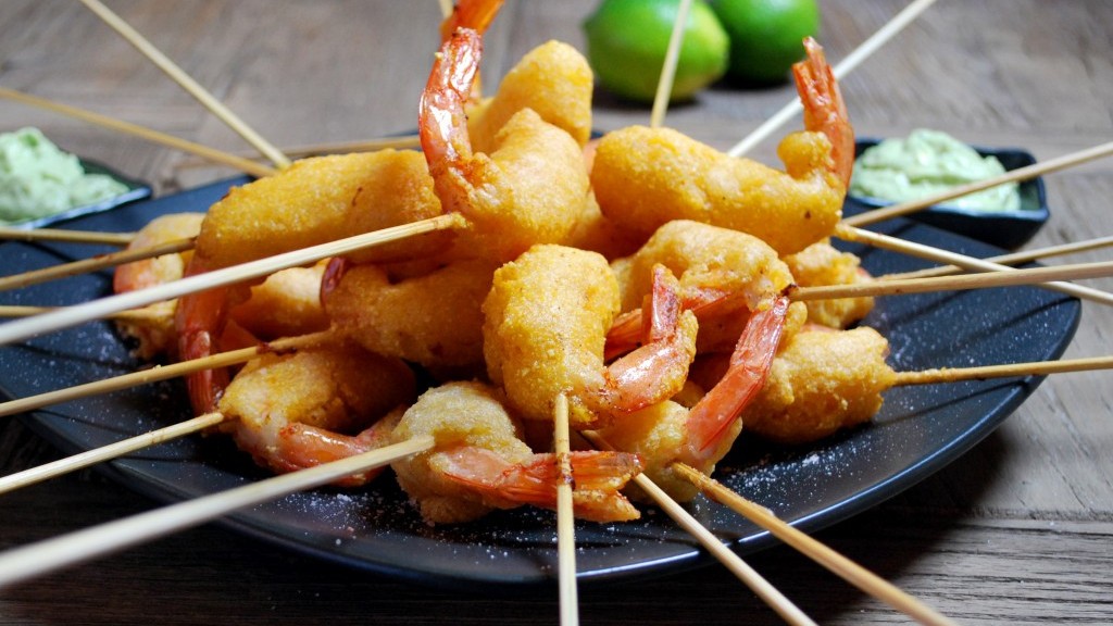 Image of Cider Bettered Shrimp 'Corn Dogs' with Lime Avocado Mayo