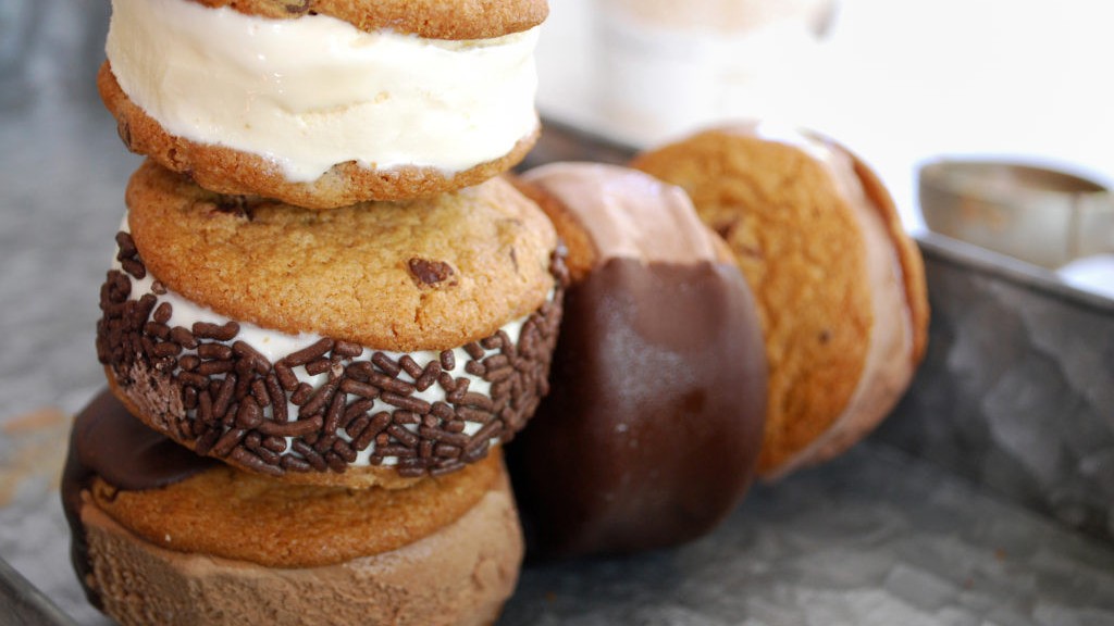 Image of Crispy Chocolate Chunk Cookie Ice Cream Sandwiches