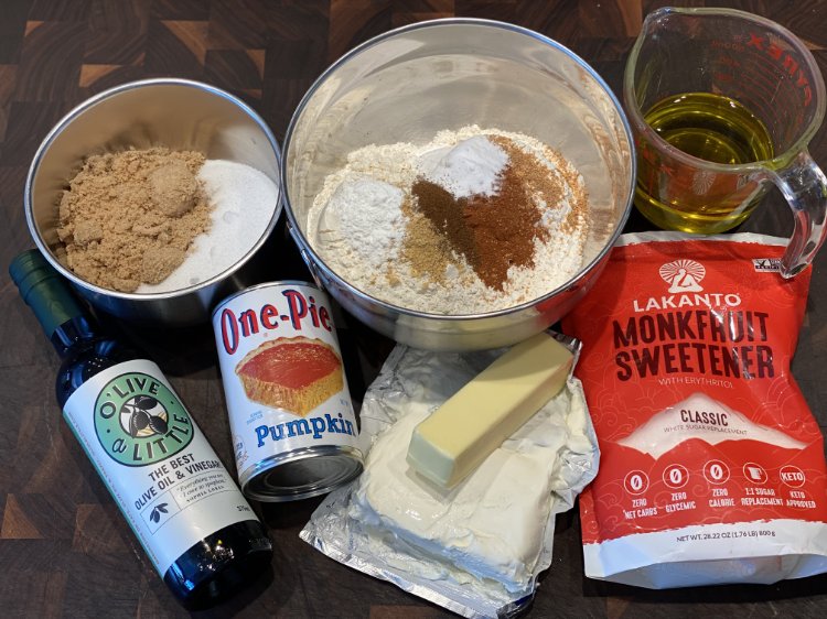 Image of Beat together brown sugar, granulated sugar and olive oil. Add...