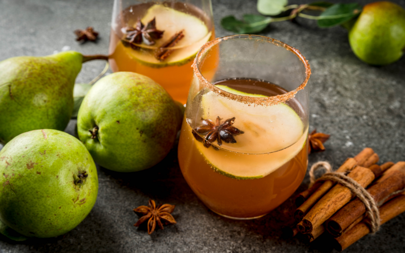 Spiced Pear And Bourbon Sparkler