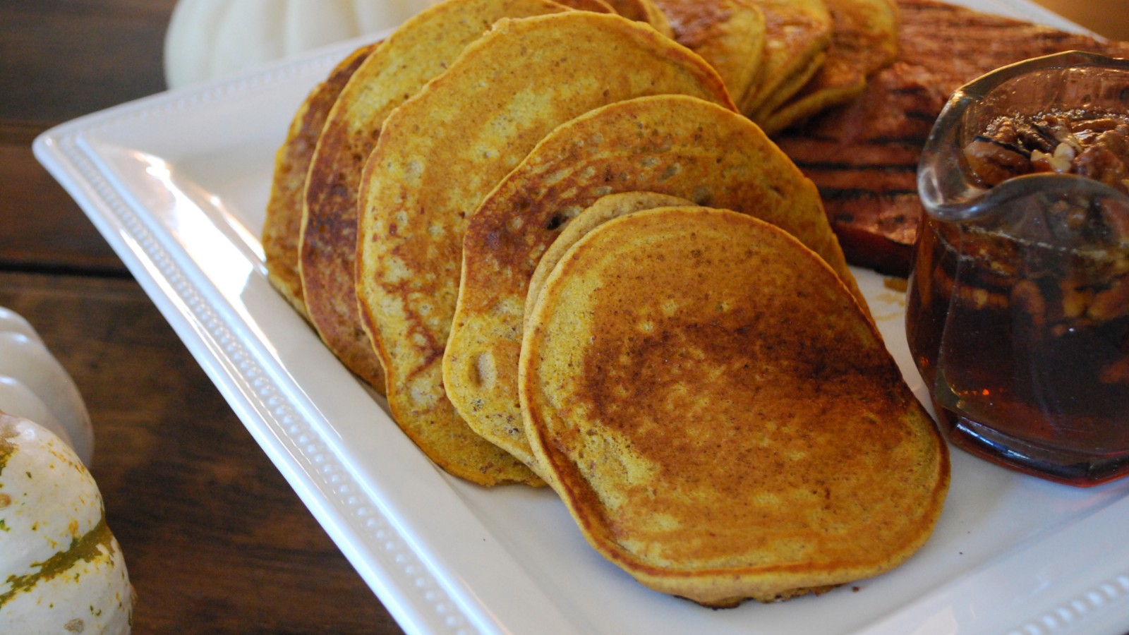 Image of Pumpkin Pancakes with Butter Pecan Syrup